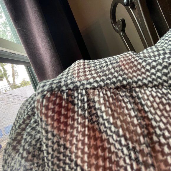 7 For All Mankind Houndstooth Chiffon Tie Neck Silk Blouse - Picture 9 of 11